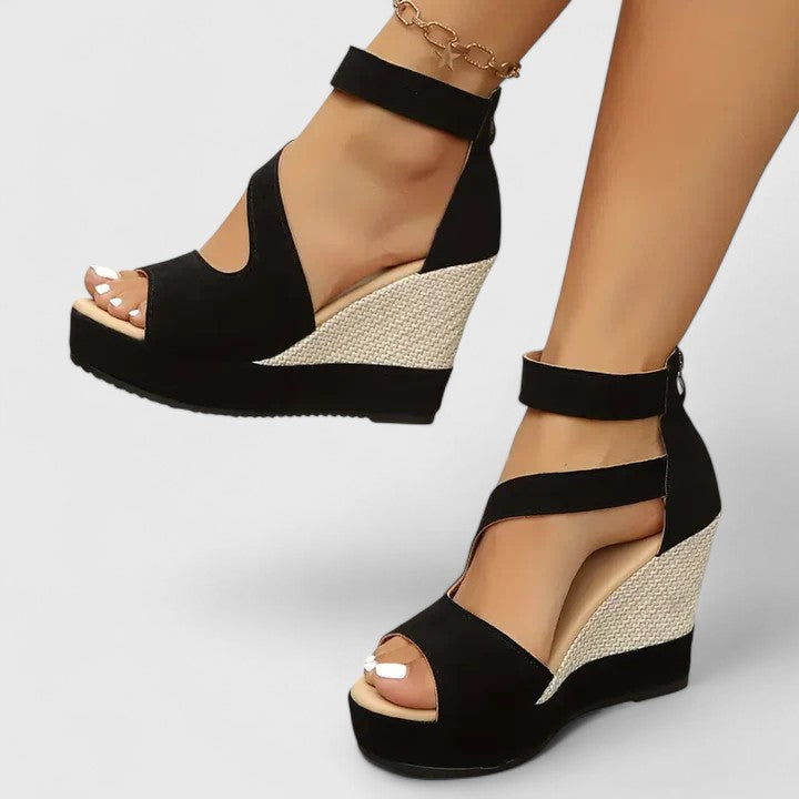 Damsandaler med vävda kilklackar – Platåskor med elastiska remmar för både vardagliga och eleganta looks
