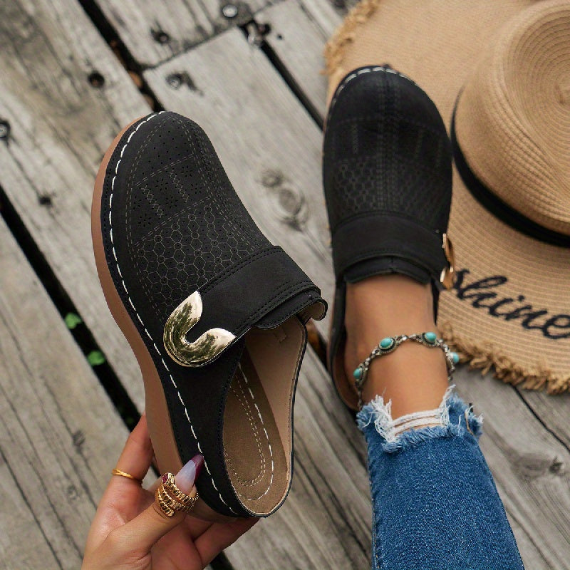 Rundtåiga slip-on-träskor för kvinnor