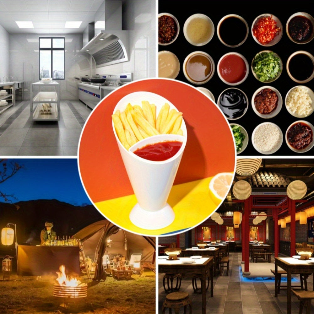 Delad snacksmugg – påfyllningsbar hållare för pommes frites och kryddor