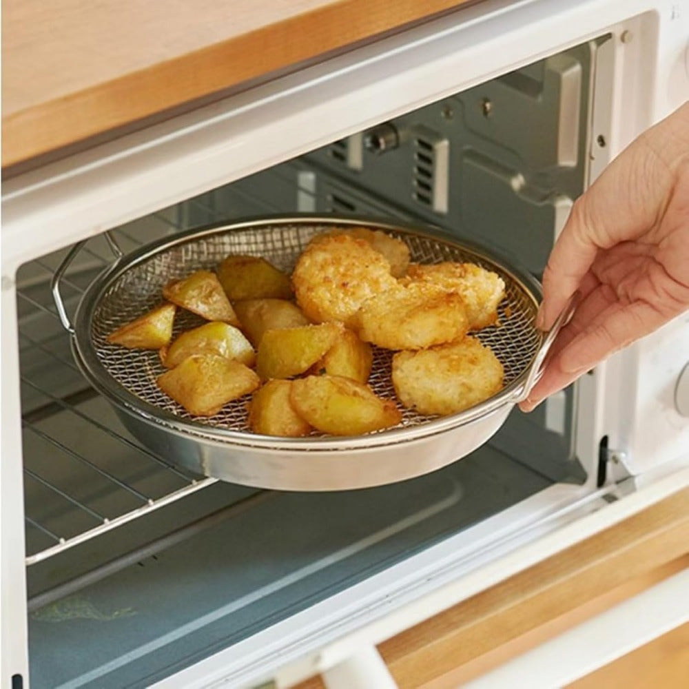 Stekkorg i rostfritt stål med oljeavrinningssystem – Multifunktionell fritös och avrinningshylla för kök