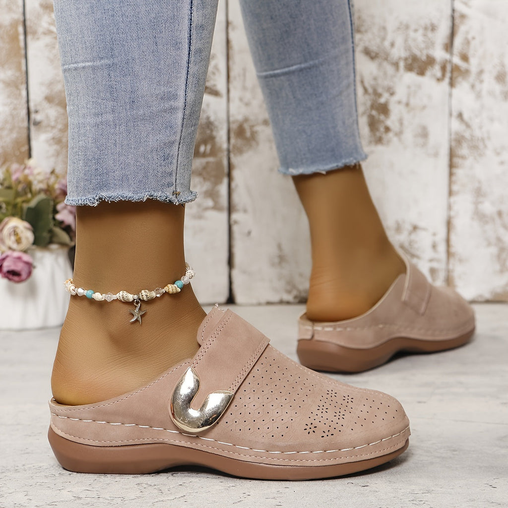 Rundtåiga slip-on-träskor för kvinnor