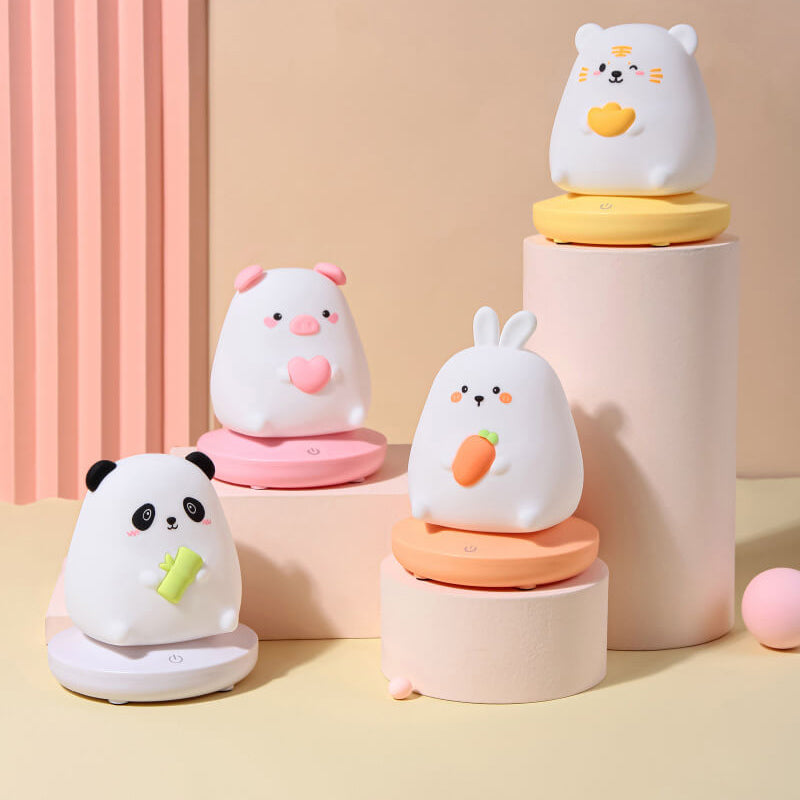 Bedårande silikon nattlampa med djur - USB-laddningsbar bordsdekoration