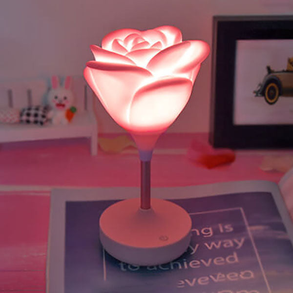 RoseGlow | Romantisk rosa USB uppladdningsbar Touch LED nattlampa