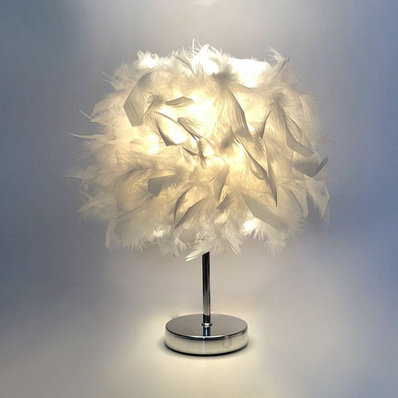FeatherGlow - Fjäderbred sfärisk bordslampa