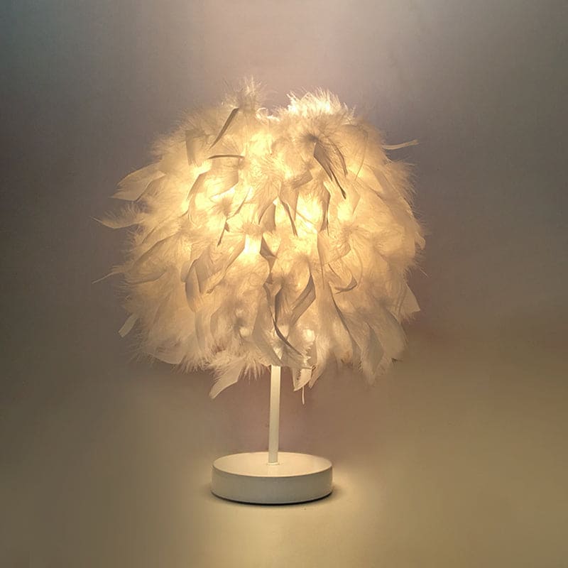 FeatherGlow - Fjäderbred sfärisk bordslampa