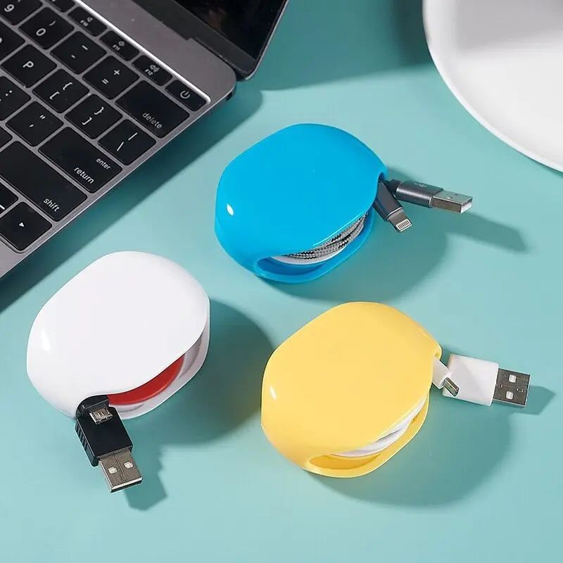 2 st automatisk kabelvinda | Utdragbar USB- och hörlurskabelorganisatör