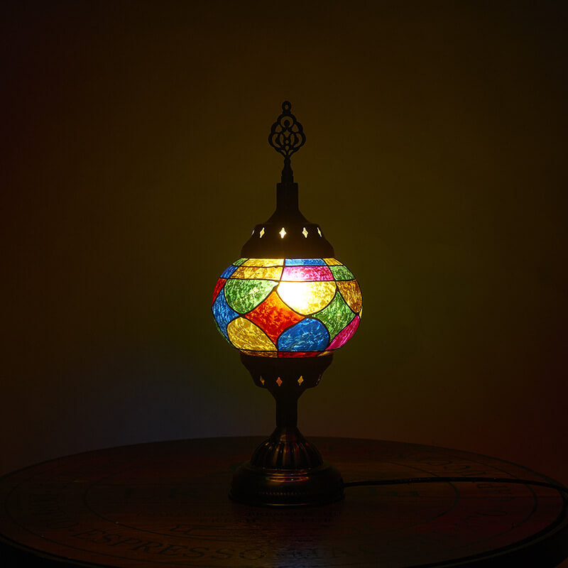 Vintage turkisk emalj järn bordslampa – tidlös One-Light Design