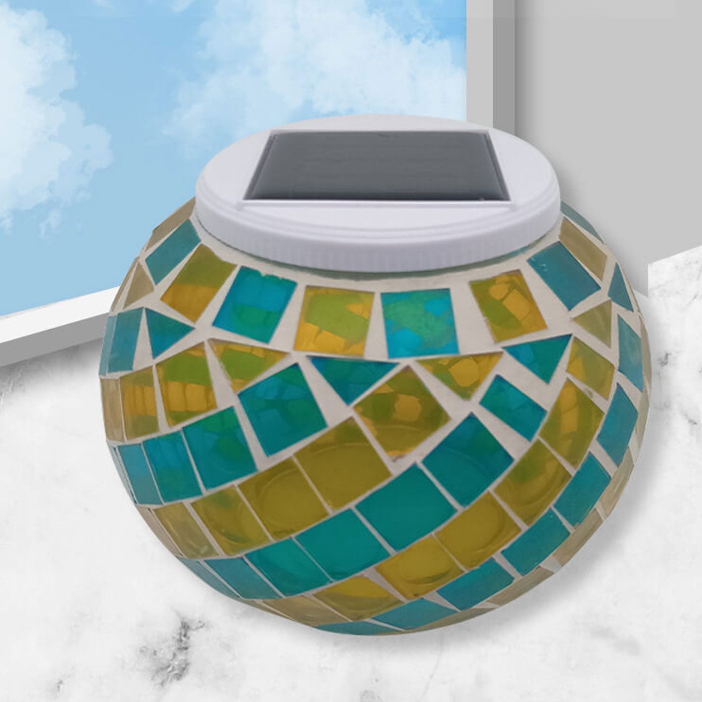 Solar LED-målat glasljus – spiralmönster för utomhuselegans