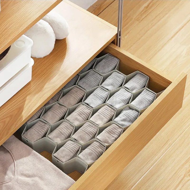 Erweiterbare Schubladenteiler in Wabenform – Verstellbarer Organizer für die Aufbewahrung im Schrank, Büro und in der Küche