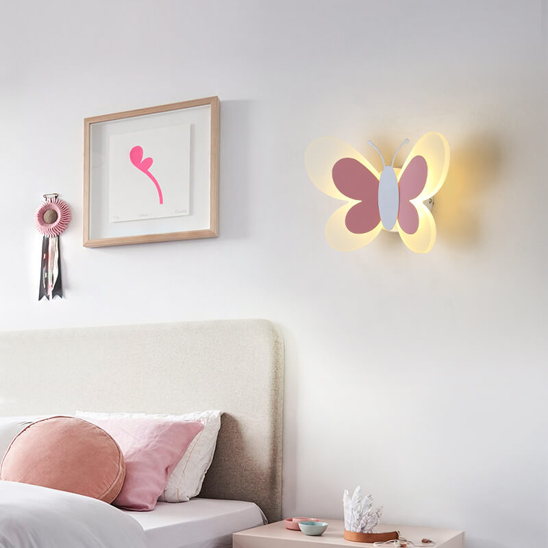 Fjärilsfärgad LED-vägglampa i akryl - Kreativ modern dekorativ lampa med 1 ljuskälla för hemmet