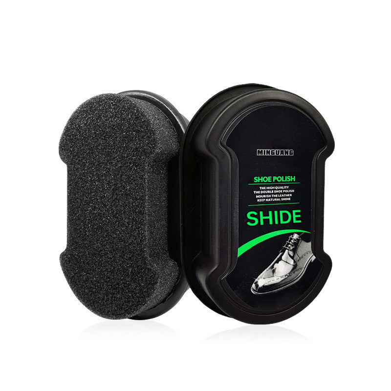 2-i-1 skoputssvamp - Dubbelsidig färglös kräm- och vaxpolish