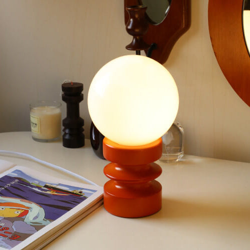 Vintage orange bordslampa i massivt glas – Retro berlock med varmt sken