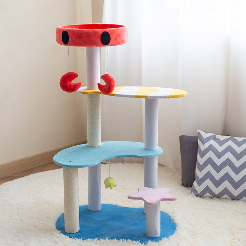 Lyxigt klättertorn för katter - Klösträd i flera nivåer och aktivitetsträd för innekatter