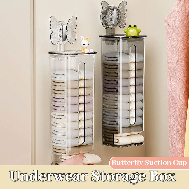 Stapelbar förvaringslåda för underkläder – Underklädesorganisatör med fjärilsugkrok