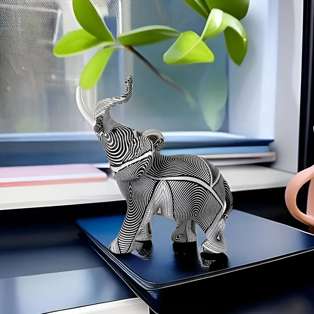 Monokrom spiralelefant – slående konststycke