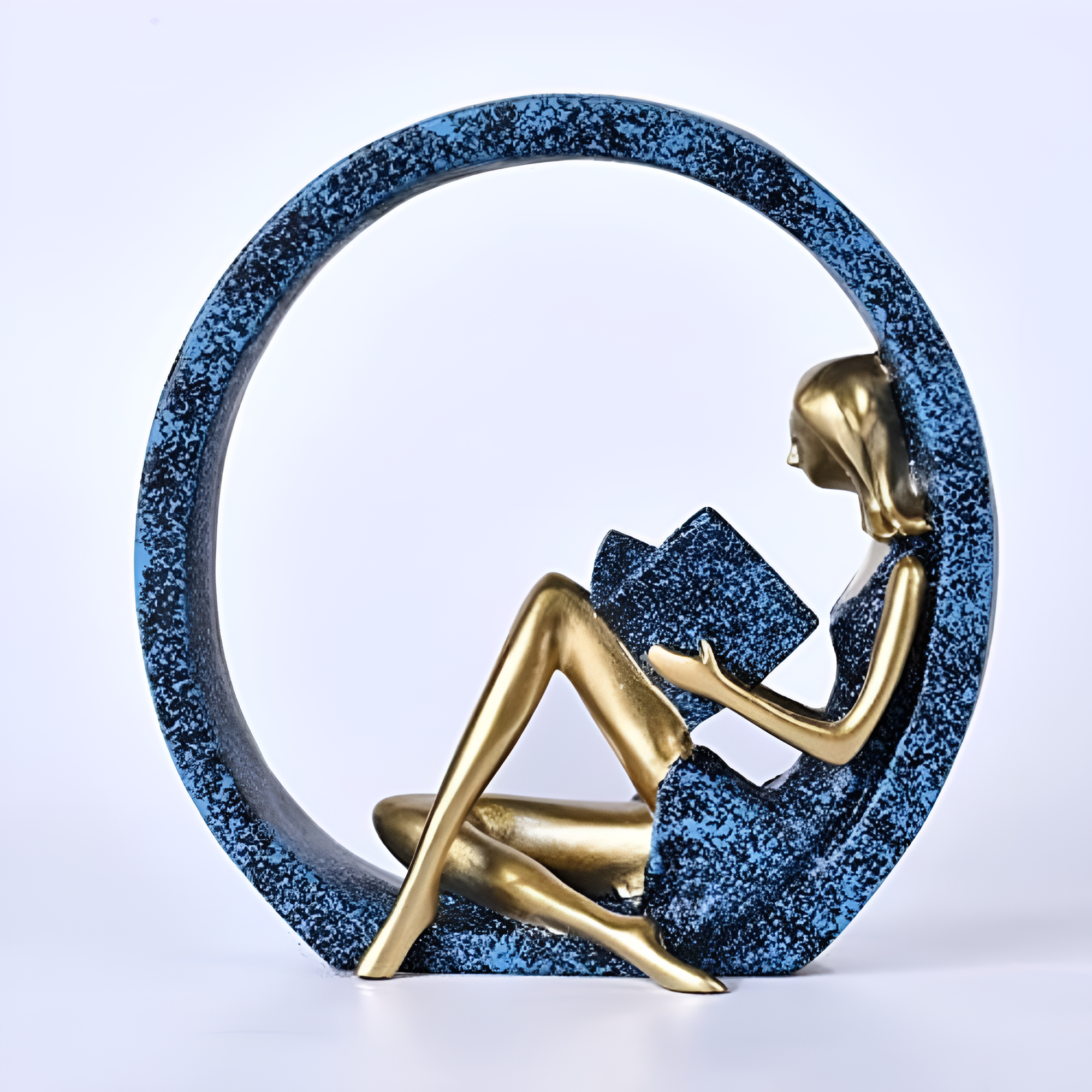 Graceful Reading Lady Sculptures - Elegant resin figuruppsättning