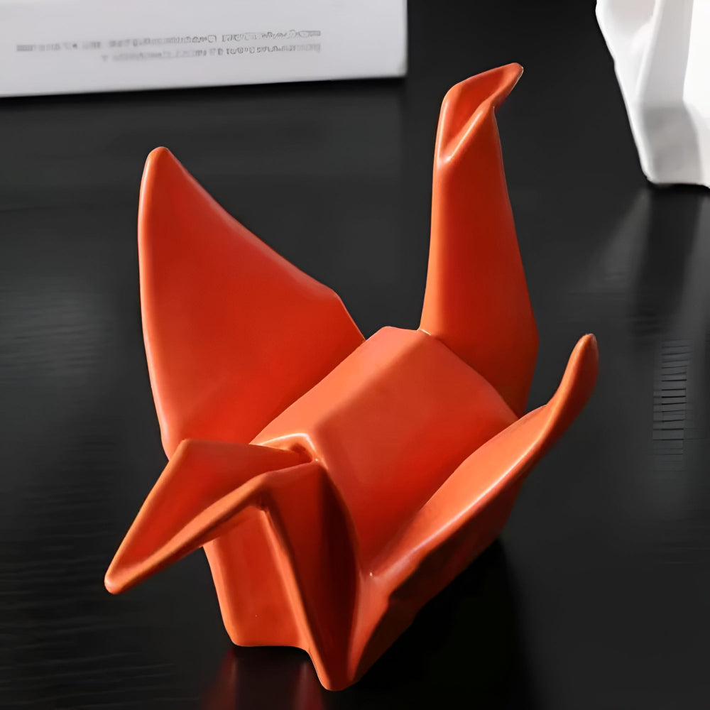Modern origami fågelstaty – elegant keramisk konstdekor
