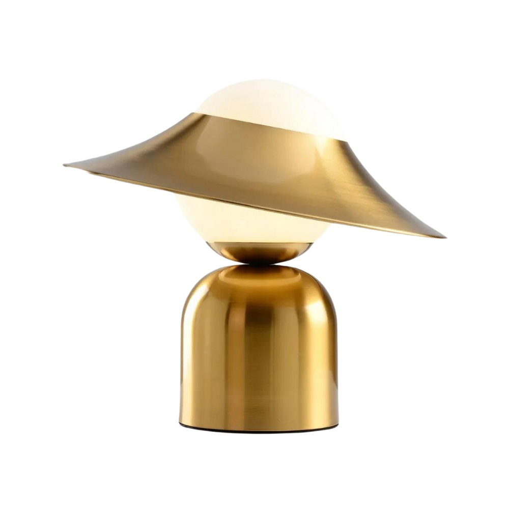 Minimalistisk LED-lampa i guldfärgat glas - Tvåfärgad lampa med glaskula