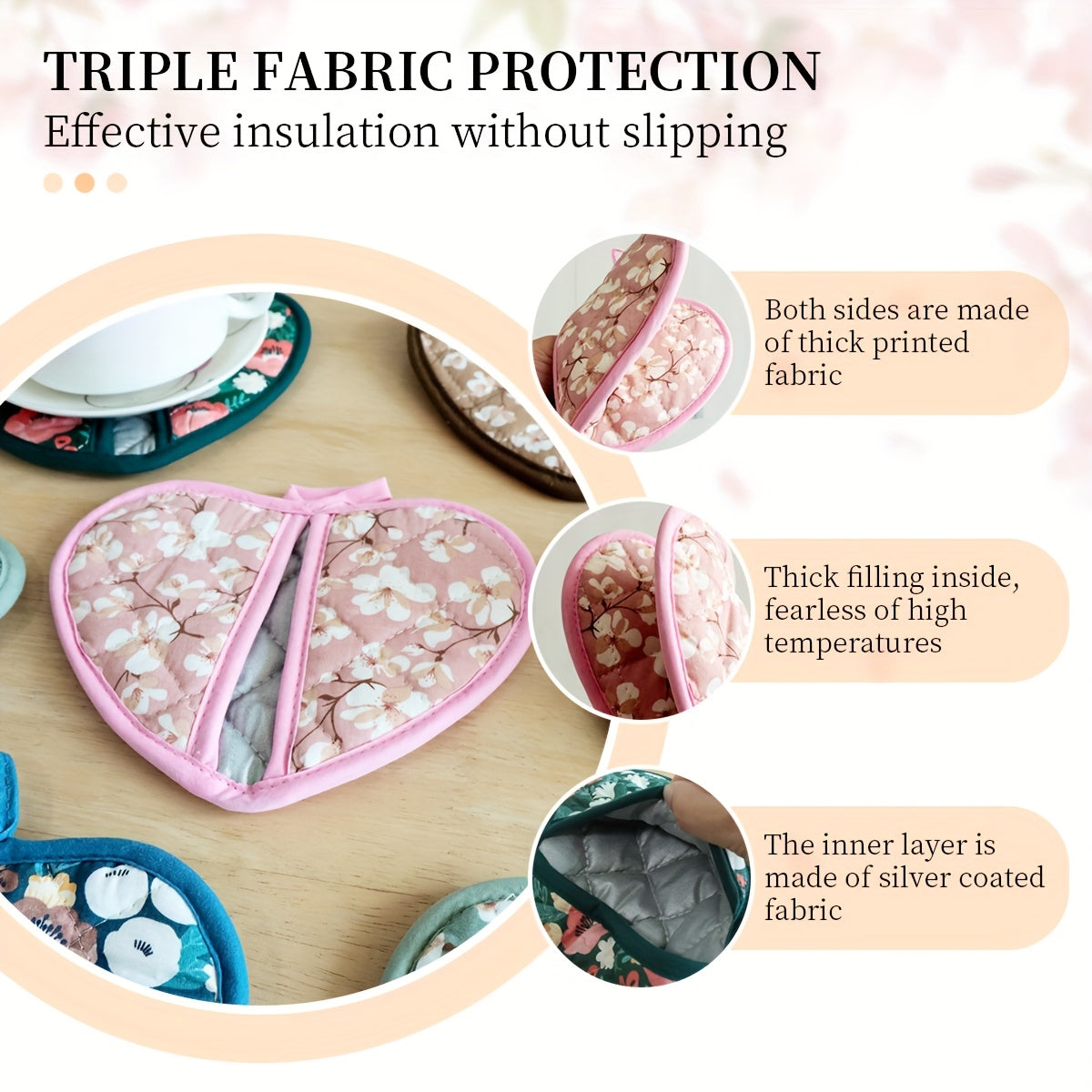 Dubbla hjärtformade värmemattor - Värmebeständiga bords- och bänkskydd