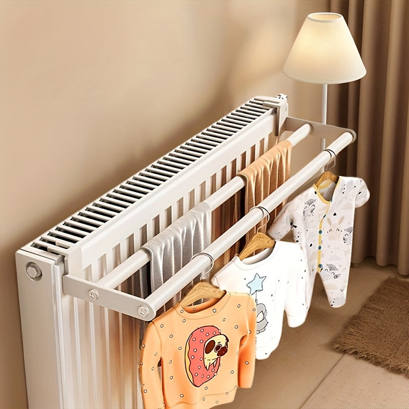 Kraftig torkställning för kläder i metall med radiator – Hopfällbar hängande torktumlare med 2 stänger