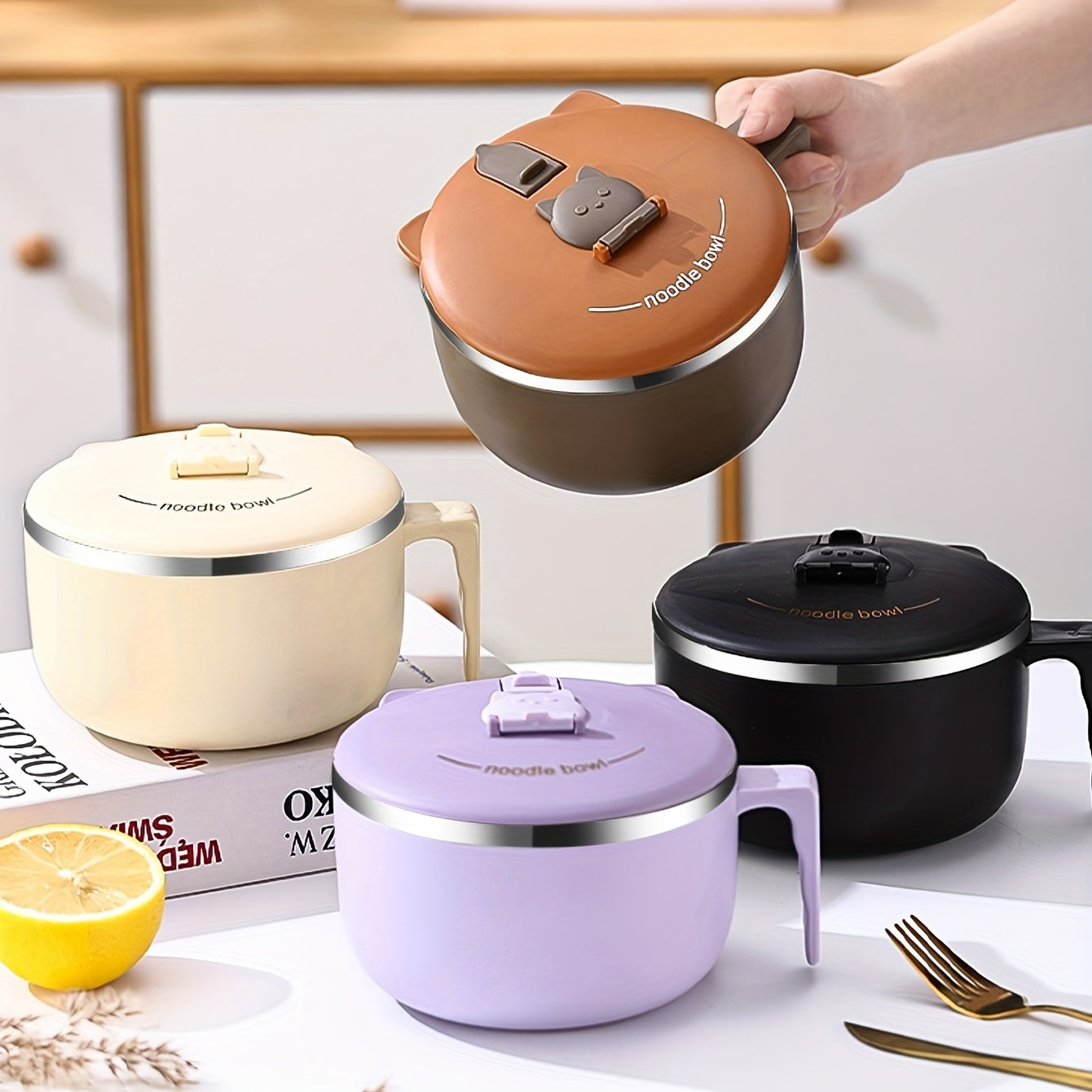 Värmelagrande matbehållare - 1300 ml sopp- och matskål i rostfritt stål