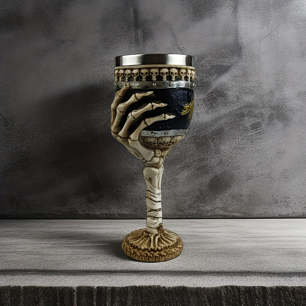 Gotisk Dödskalle Vinbägare – Medeltida Skelettbägare för Halloween och Mörk Fantasy-dekor