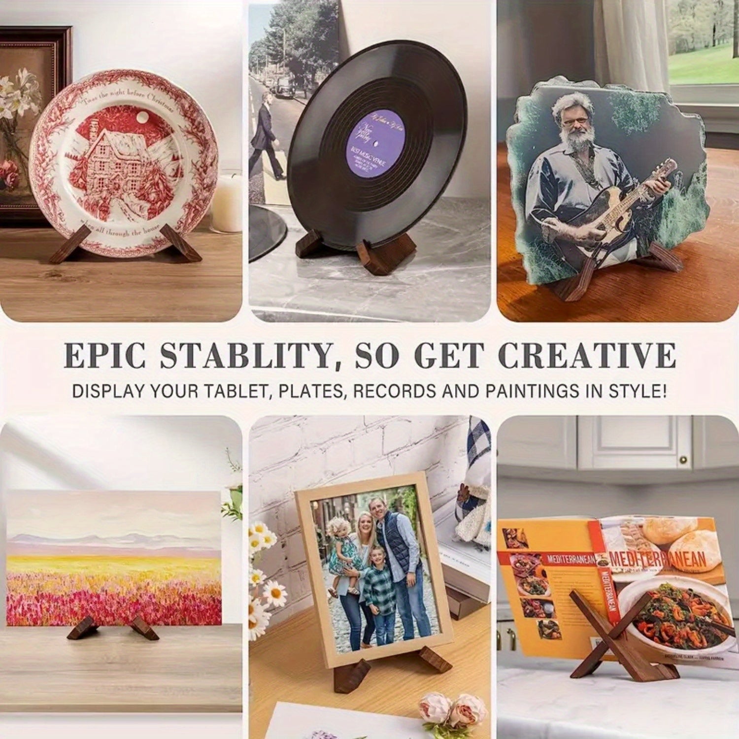 Rustikt kokboksställ i trä – justerbar recepthållare