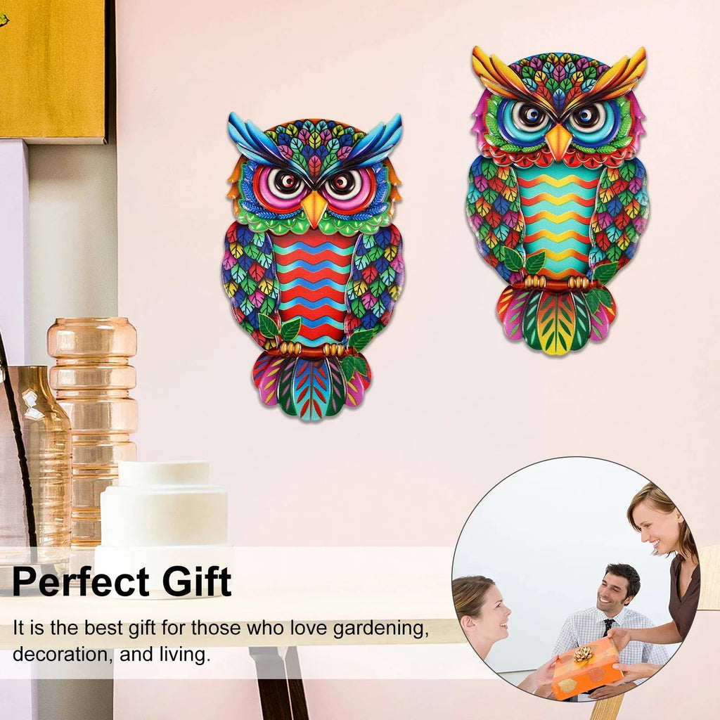 2 delar Uggla metall väggdekoration