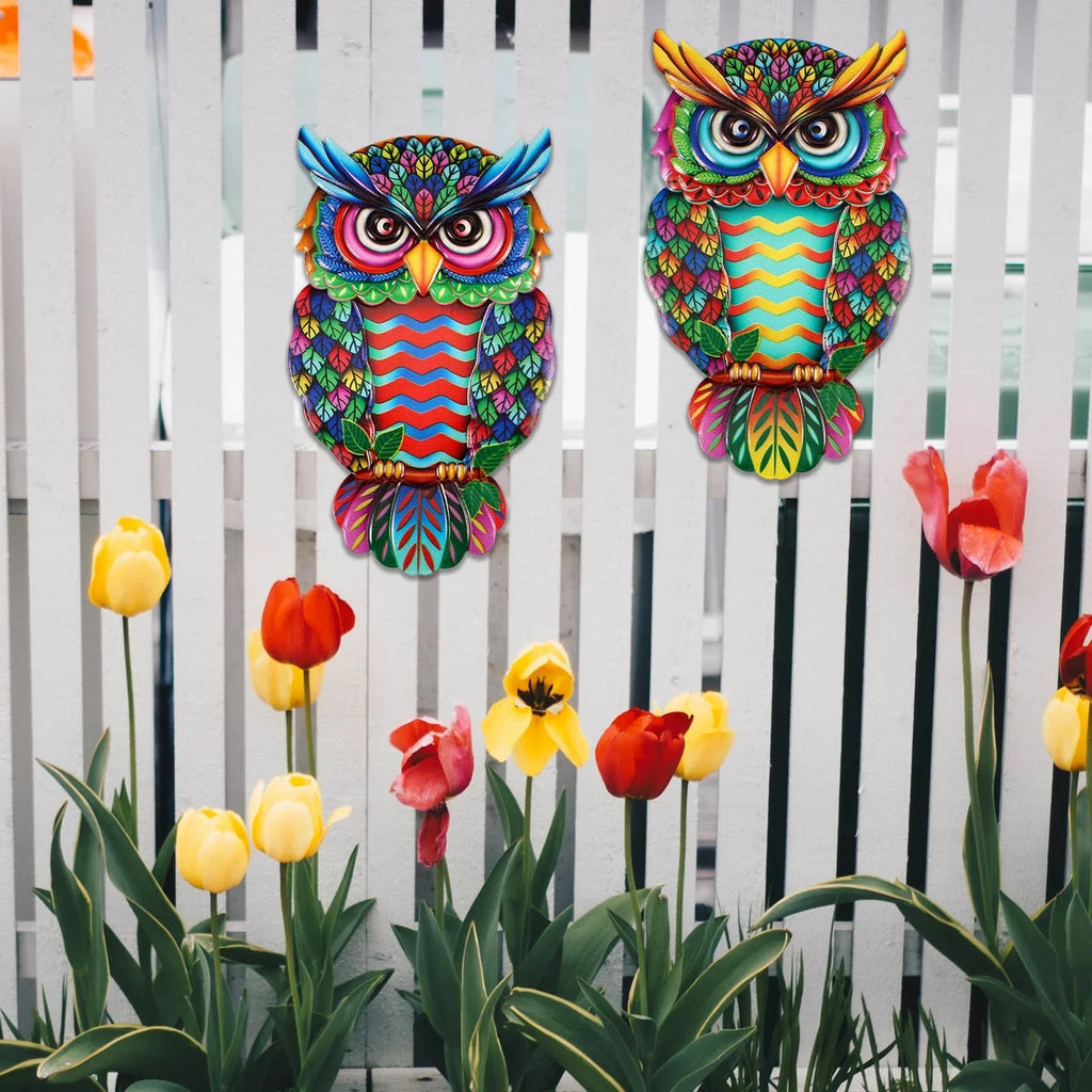 2 delar Uggla metall väggdekoration