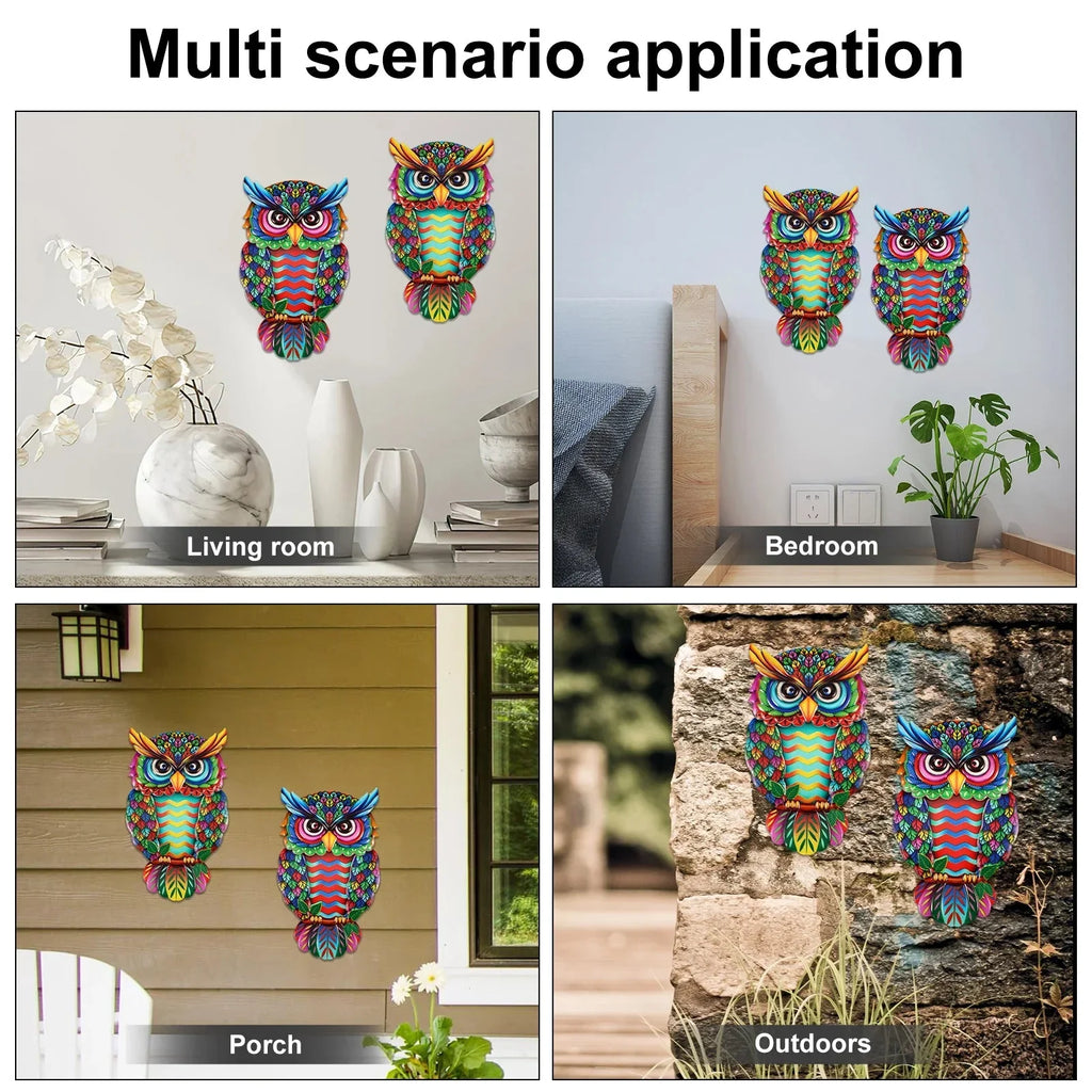 2 delar Uggla metall väggdekoration