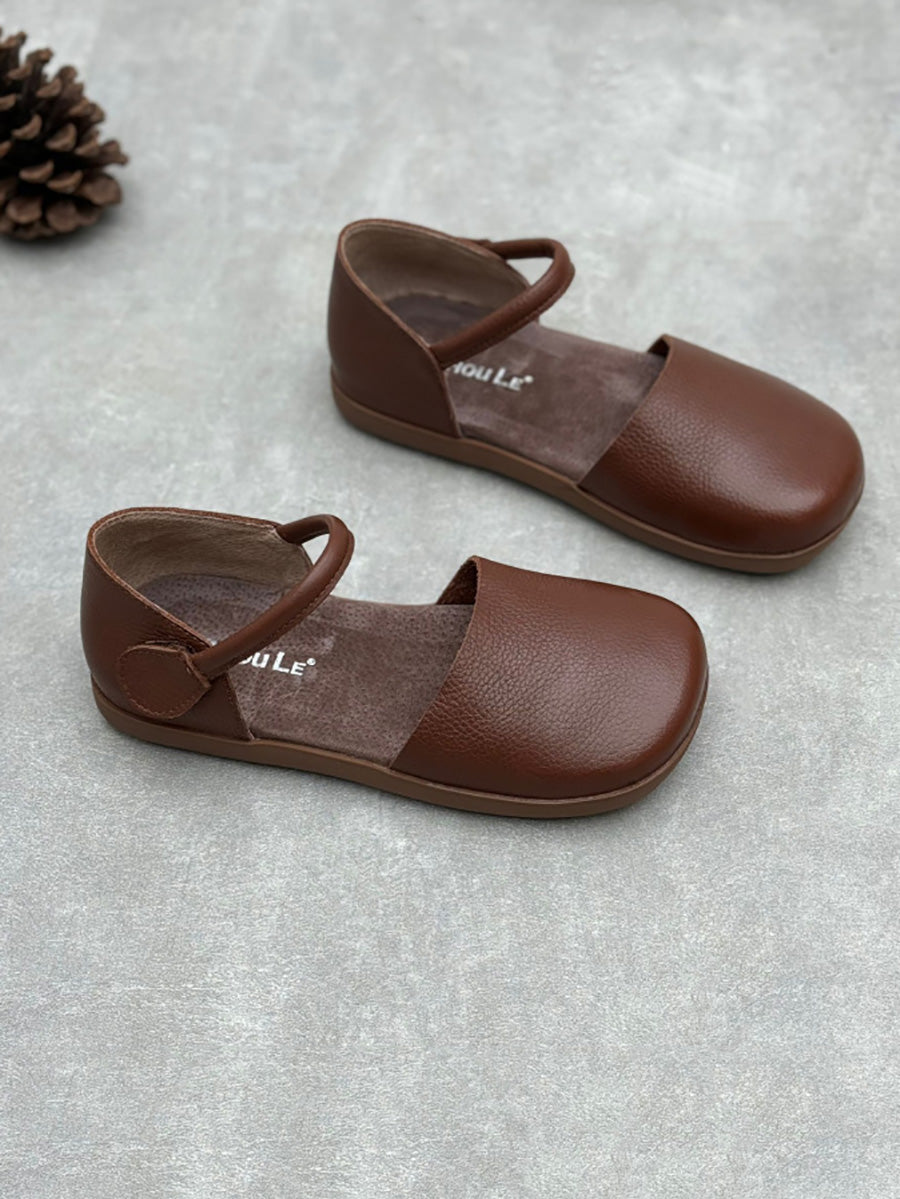 Platta sandaler med rund tå för kvinnor