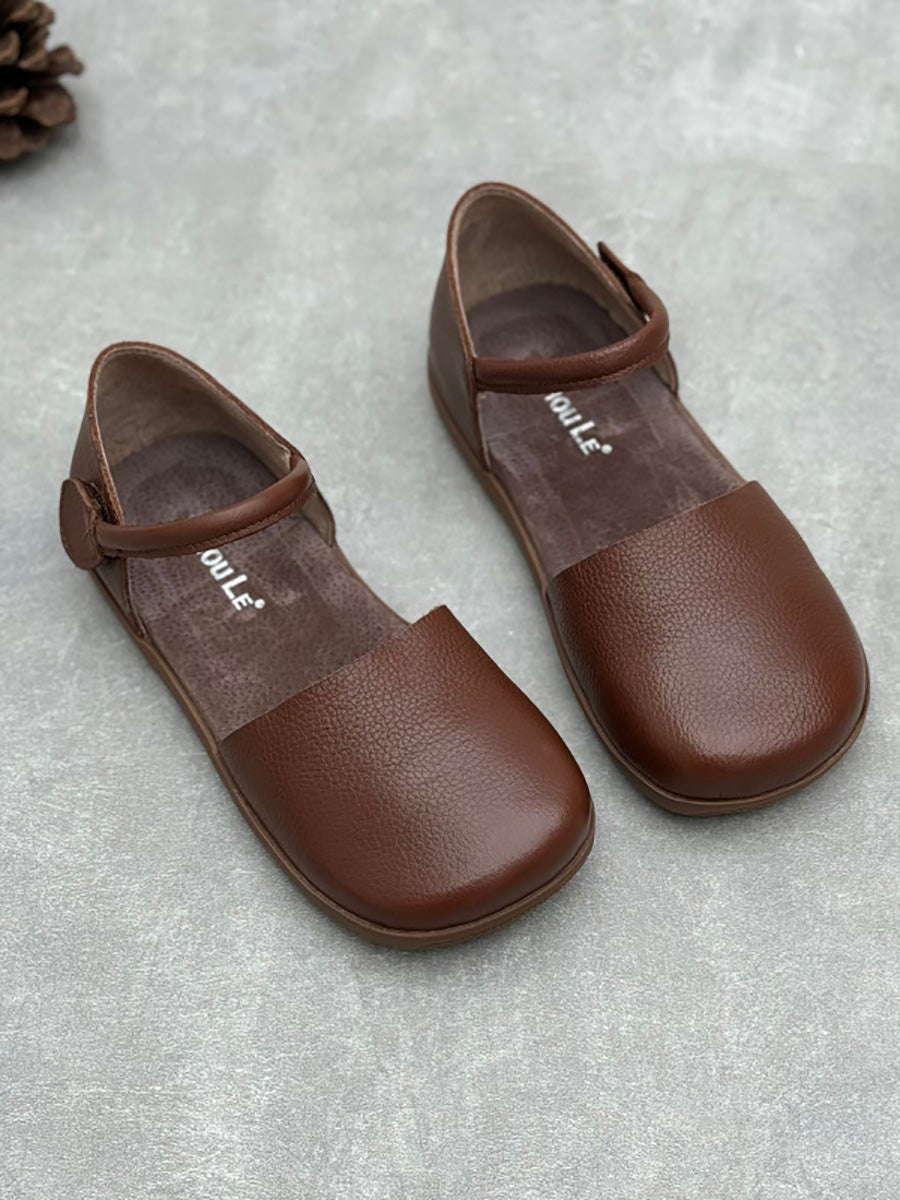 Platta sandaler med rund tå för kvinnor