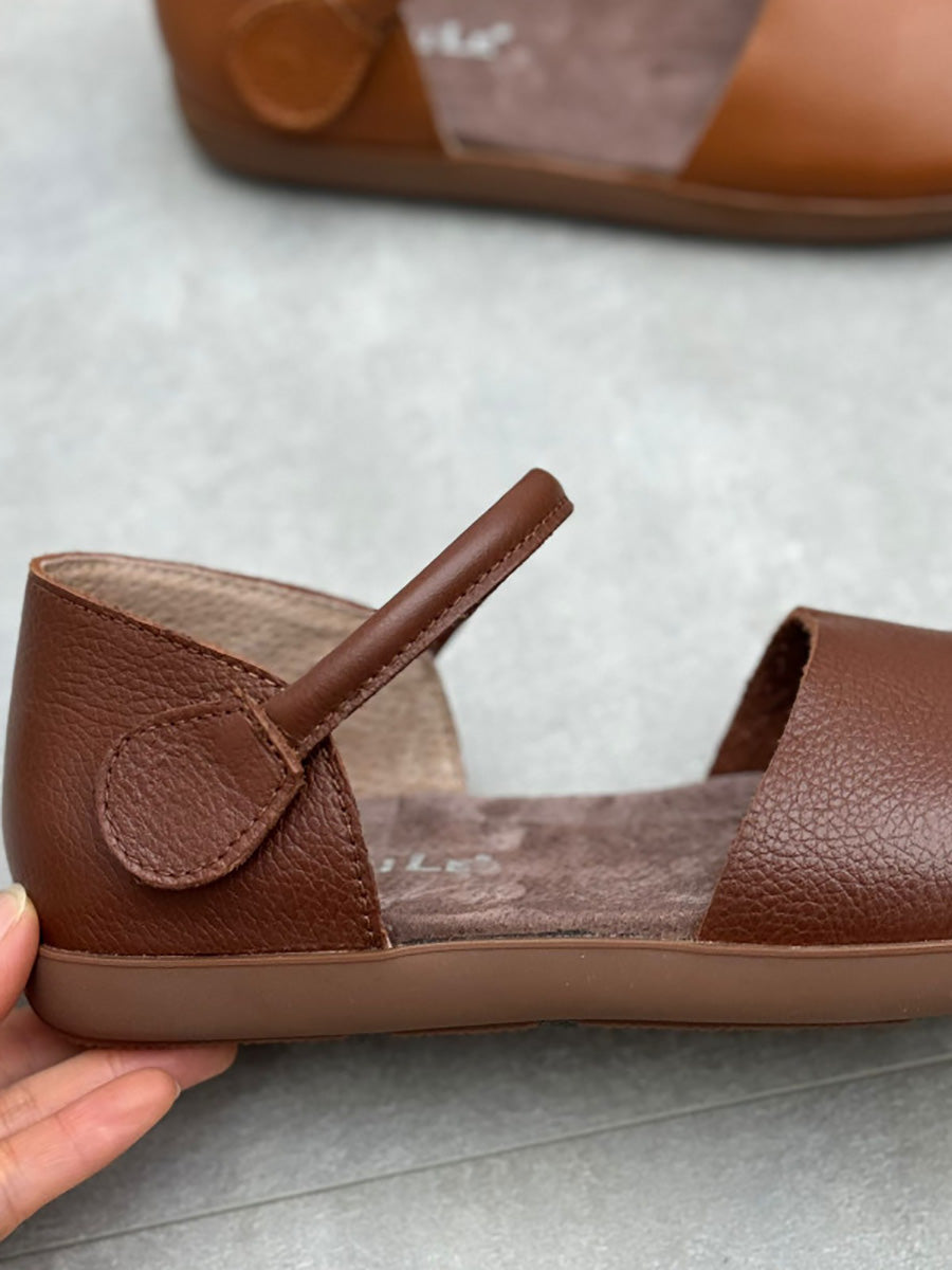 Platta sandaler med rund tå för kvinnor