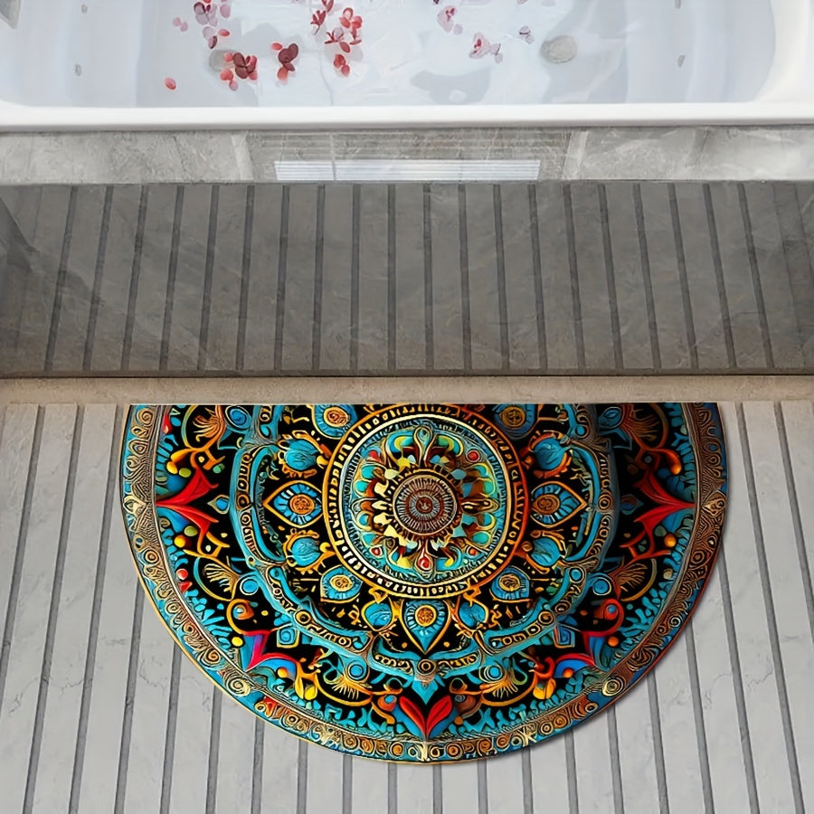 Boho Halvmånemandala dörrmatta — Halkfri entrématta för inomhus- och utomhusbruk