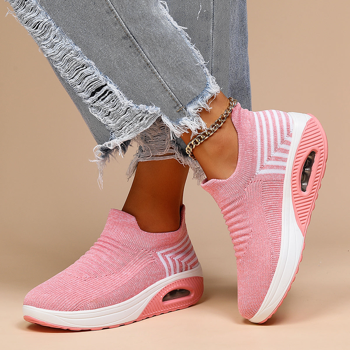 Ermintrude | Stickad slip-on-sneaker med luftdämpning – sportig promenadsko