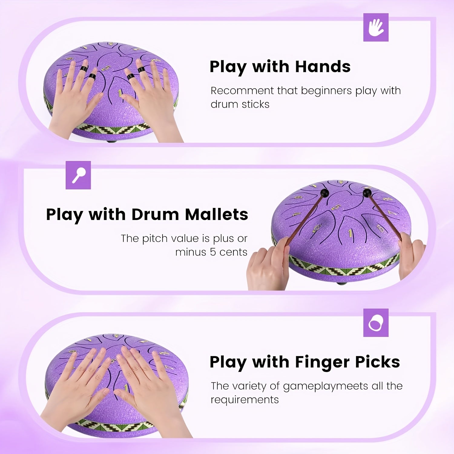 11-noters ståltungtrumma – Utomhusregnträdgårdsmusik och meditationsklocka