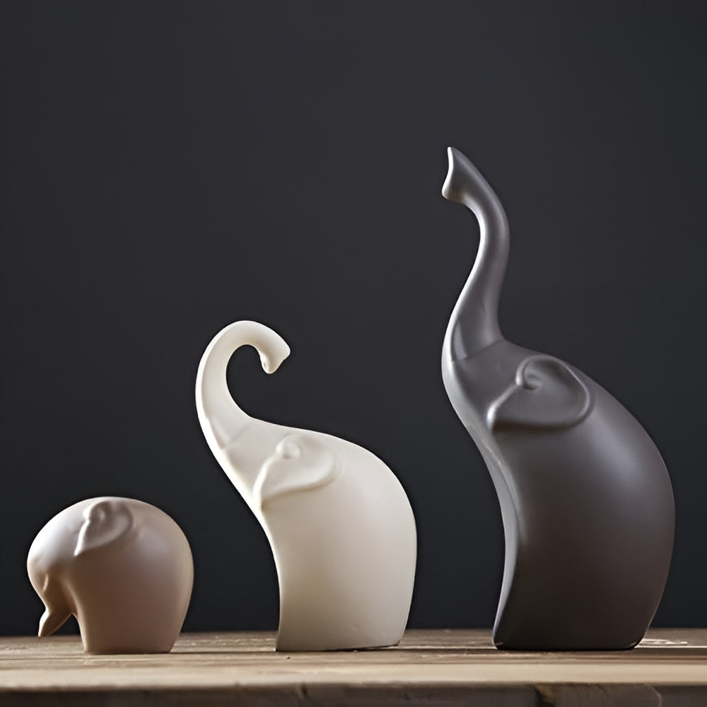 Elegant Serenity Elephant Sculptures – Symbolisk konst för modern inredning