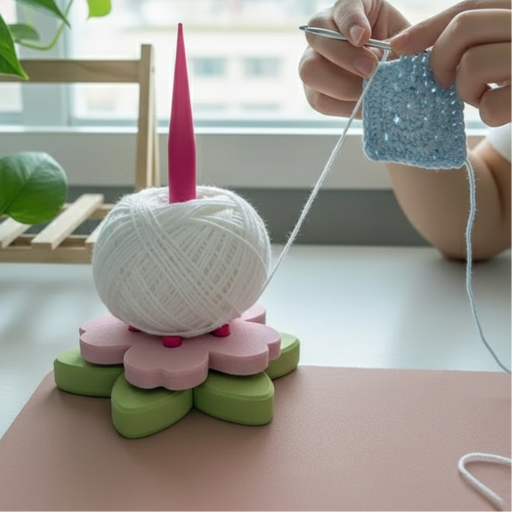 Förvaringsorganisatör för stickgarn med nystanlindning – Virknings- och ulllindningssystem för trasselfritt hantverk