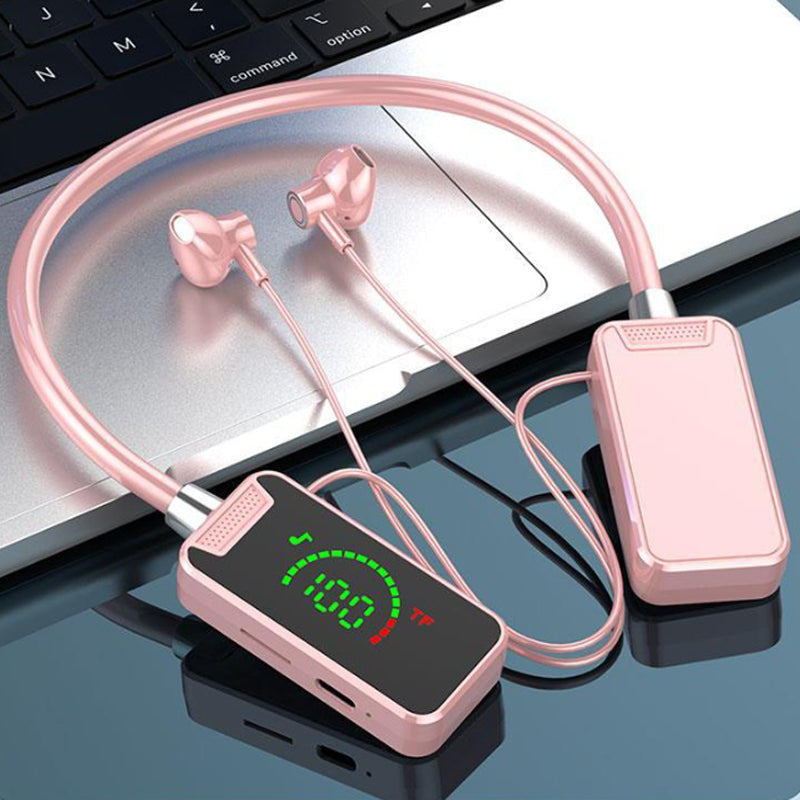 Vattentäta trådlösa nackband - Bluetooth-hörlurar med digital skärm