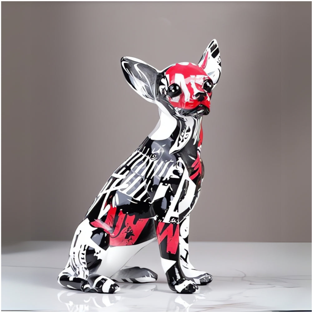 Urban Pop Chihuahua-staty – Djärv och konstnärlig hundinredning