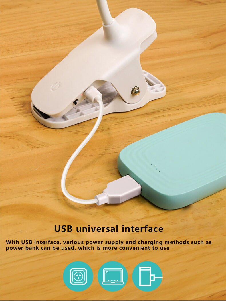 Justerbar LED-skrivbordslampa - Uppladdningsbar klämma med ögonskydd