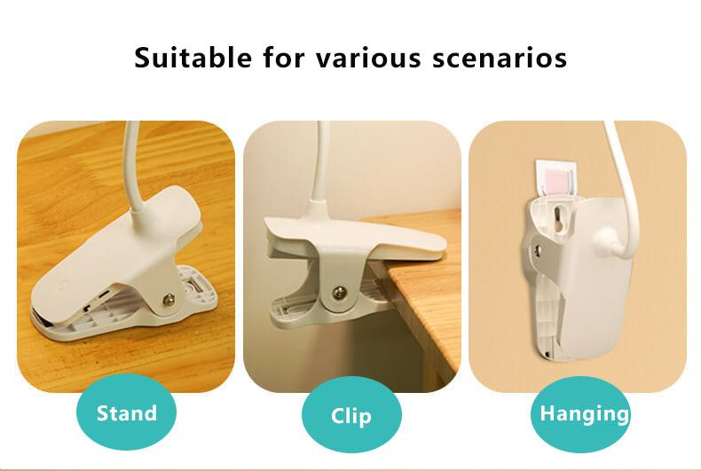 Justerbar LED-skrivbordslampa - Uppladdningsbar klämma med ögonskydd