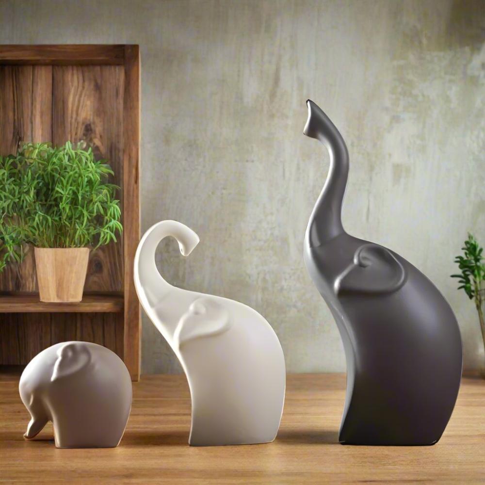 Elegant Serenity Elephant Sculptures – Symbolisk konst för modern inredning