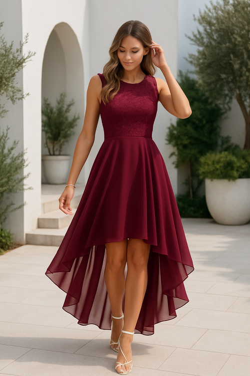 Amelisse | Elegant klänning med asymmetrisk fåll - Elegant bröllopsgäststil