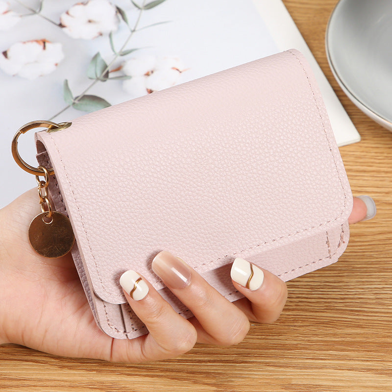 Kompakt myntplånbok i läder för kvinnor – Snygg miniväska med dragkedja och kortfack