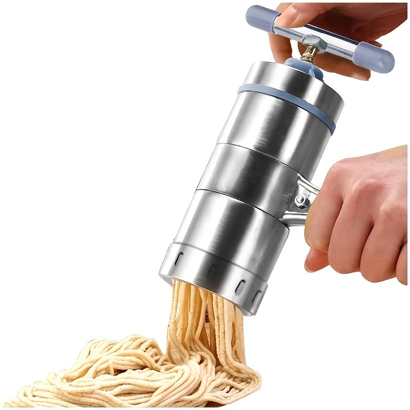 Manuell nudelpress – pastapress i rostfritt stål med 5 utbytbara skivor
