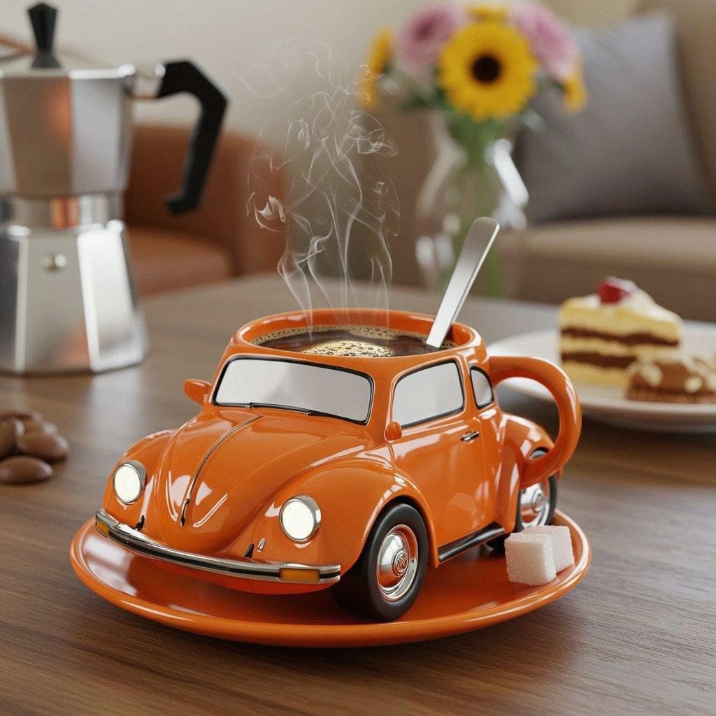 3D-kaffemugg med bilmotiv - Nyhet i keramik för te och kaffe för bilälskare