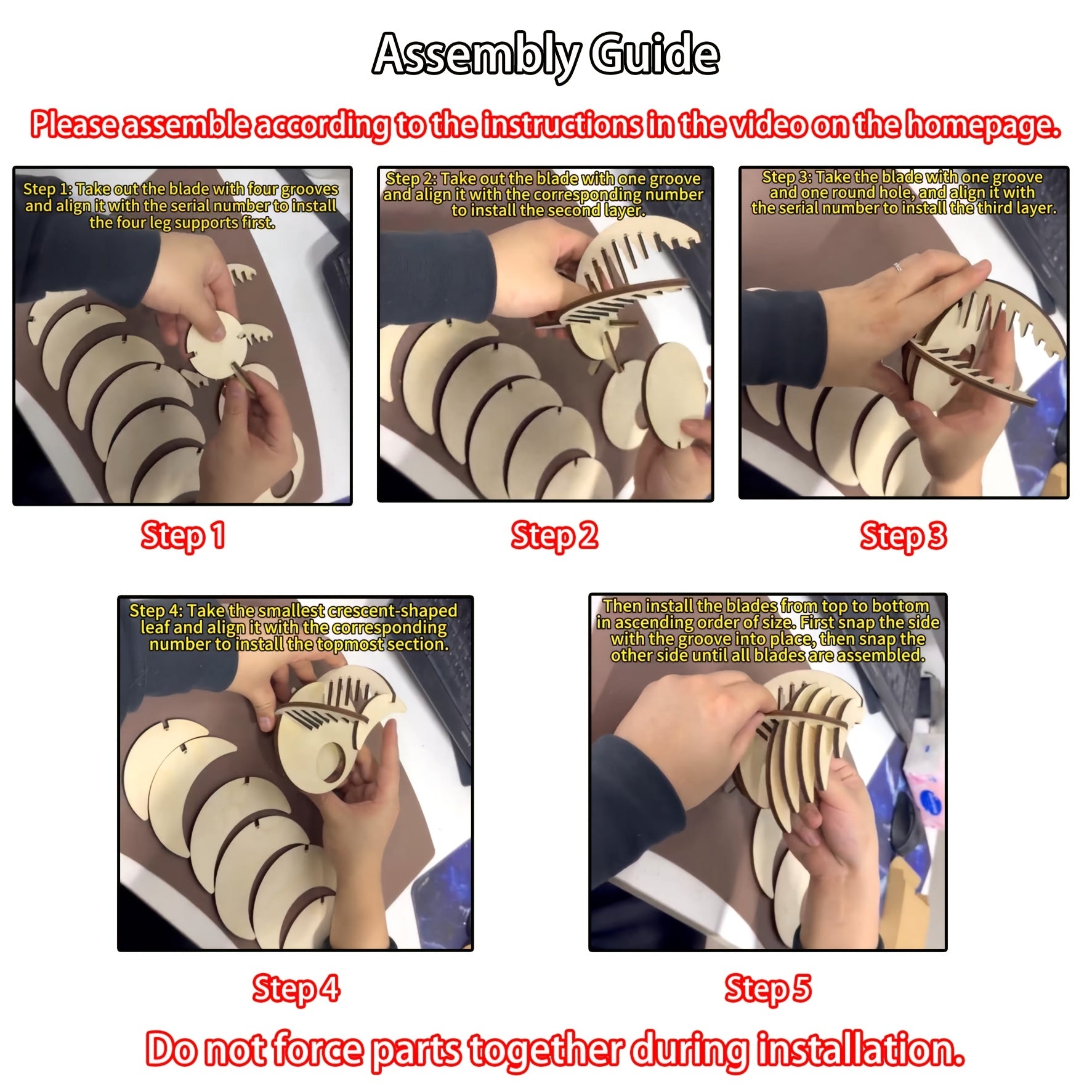 Handgjord ljusstake i trä med halvmåne – Rustik halvcirkeldekor