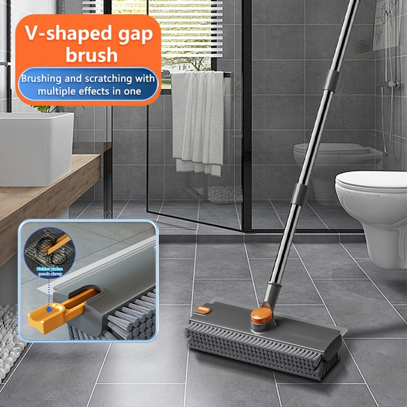 Dubbelverkande roterande skurborste - Inbyggd skrapa och långt handtag