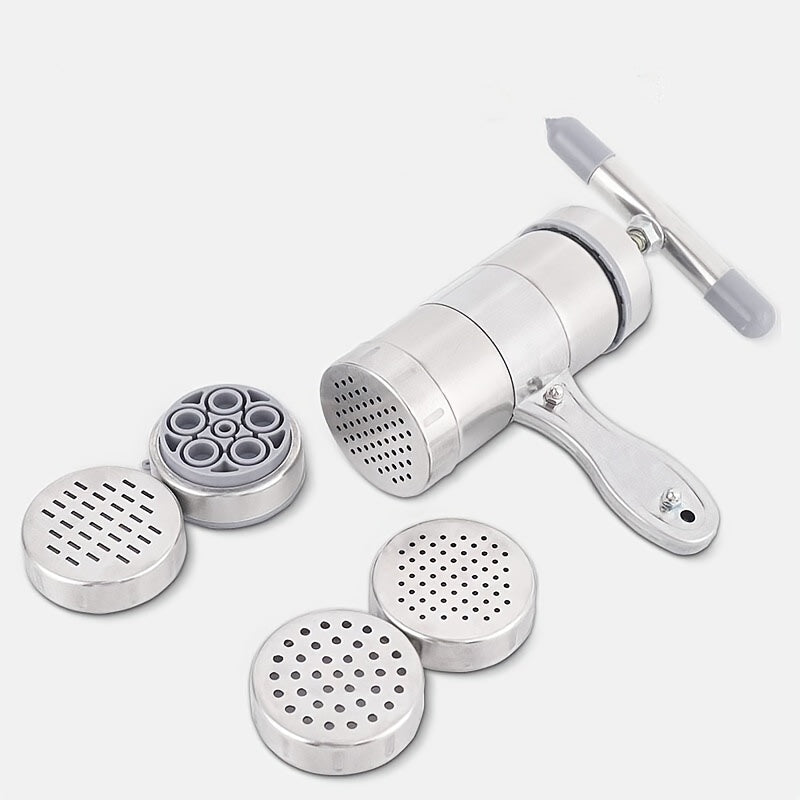 Manuell nudelpress – pastapress i rostfritt stål med 5 utbytbara skivor